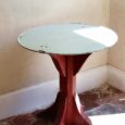 Table ronde plateau fer, piètement bois