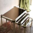 Table basse gigogne, plateaux miroirs couleur bronze