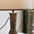 Lampe balustre, bois patine ancienne